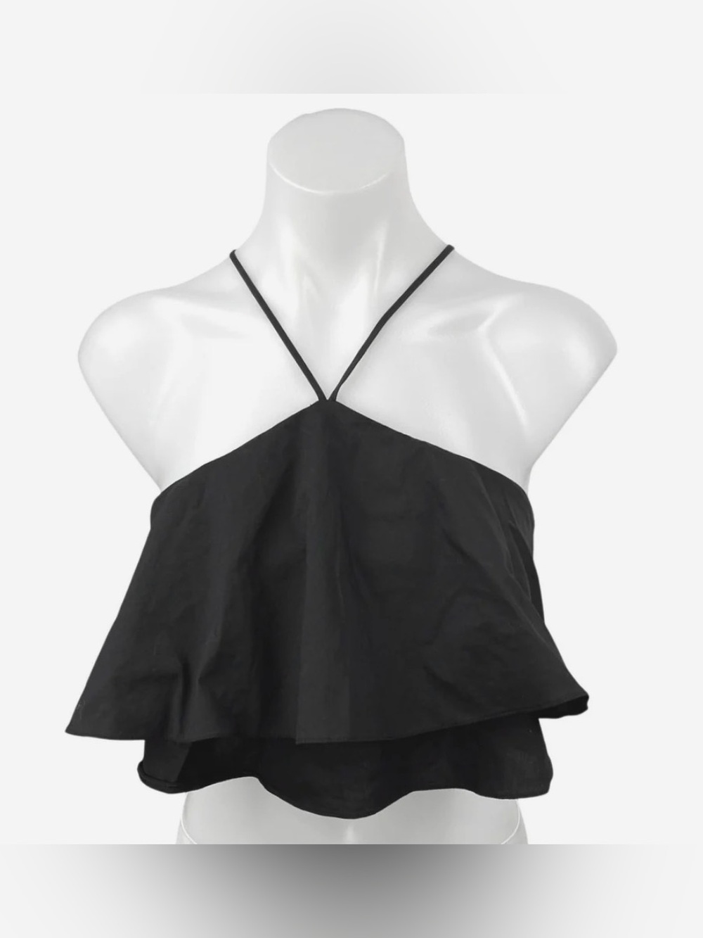 Zara Black Halter Ruffle Crop Top
